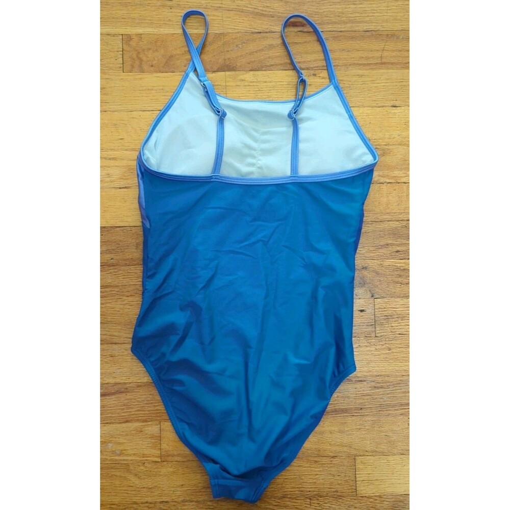 Speedo Women's Asymmetrical Colorblock One Piece Swimsuit Dazzling Blue NWT - Picture 5 of 8